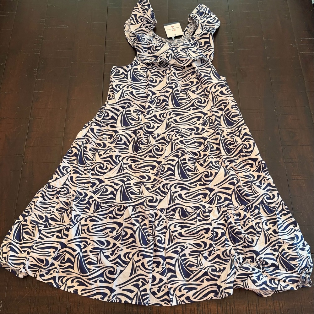 Vineyard Vines for Target Nautical-Print Ruffle Sundress - White & Navy XL 14/16